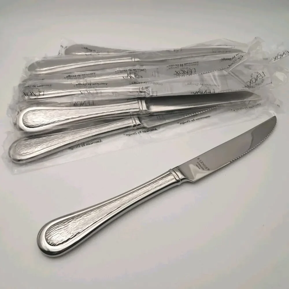 12 Piece Lenox Barlowe Steak Knives Set 18/10 Stainless Flatware Glossy Vietnam